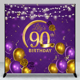 Aperturee - Aperturee Purple Gold Lights Custom Photo Birthday Backdrop